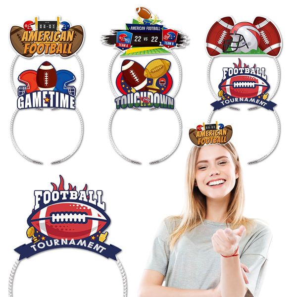 LANGFON 6PCS Football Headband America Football Headbands Game Time Baseball Headwear Hairpieces for Women Super Bowl Hair Accessories Sports Birthday Party Supplies Holiday Gift Costume Decor