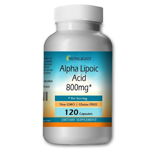 Alpha Lipoic Acid 800 mg Serving High Potency - 120 Capsules 1 Big Bottle