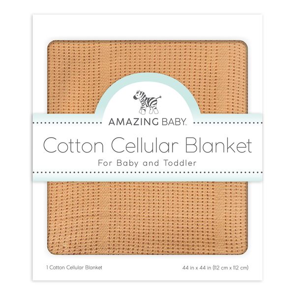 Amazing Baby Cellular Blanket, Premium Cotton Knit, Ultra Soft, Breathable, Cozy Gift for Baby Boys and Girls, Favorite Toddler Blanket, 44 x 44 inches (112 x 112 cm), Butterum