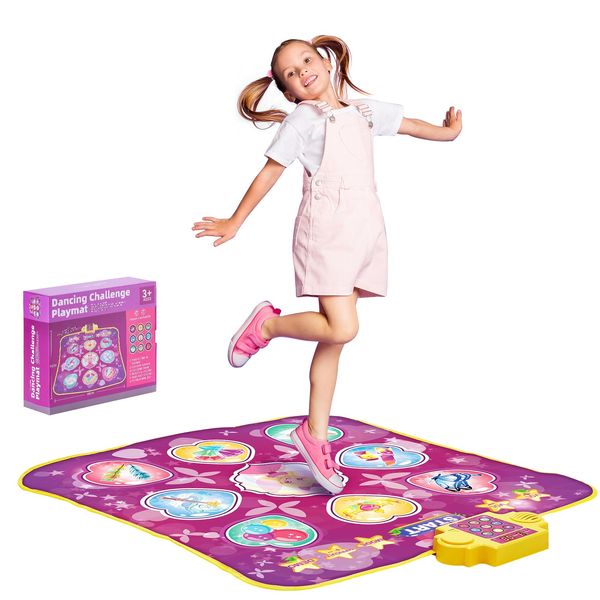 VEVOR Dance Mat, 9-Button Dance Mixer Rhythm Step Play Mat, Electronic Dance Pad with 3 Game Modes, Adjustable Volume, Built-in Music, 8 Challenge Levels, Birthday Toys Gifts for 3+ Year Old Girls