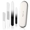 Glass Nail File and Shiner – 4PC Double Sided Etched Crystal Nail Buffer Files and Nano Nail Polishers, Professional Salon Manicure Tools Kit for Acrylic and Natural Nail, Perfect for Women & Girls