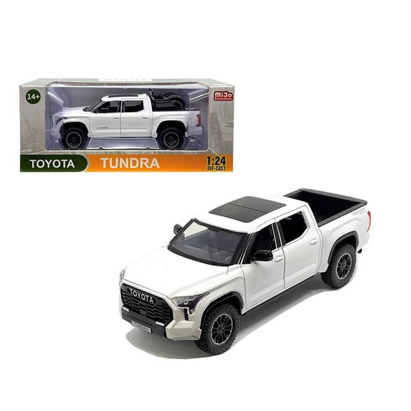 2023 Tundra TRD 4x4 Pickup Truck White Metallic with Sunroof and Wheel Rack 1/24 Diecast Model Car H08555R-WH