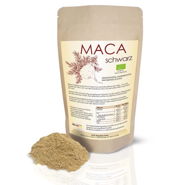 Bio Maca schwarz (100 g) Macawurzel-Extrudatpulver (gellatiniert, gelatinizada)