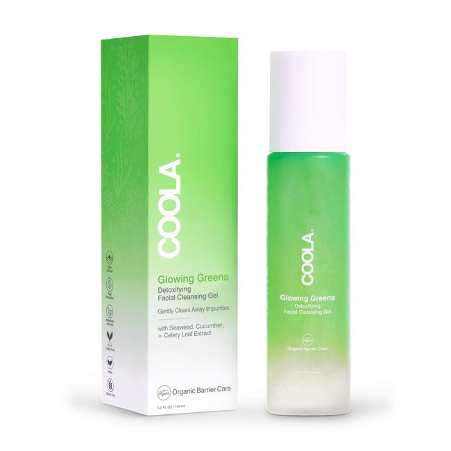 COOLA Organic Glowing Greens Facial Cleanser, Dermatologist Tested Skin Barrier Protection with Aloe Vera Juice, Vegan and Gluten Free, 5 Fl Oz