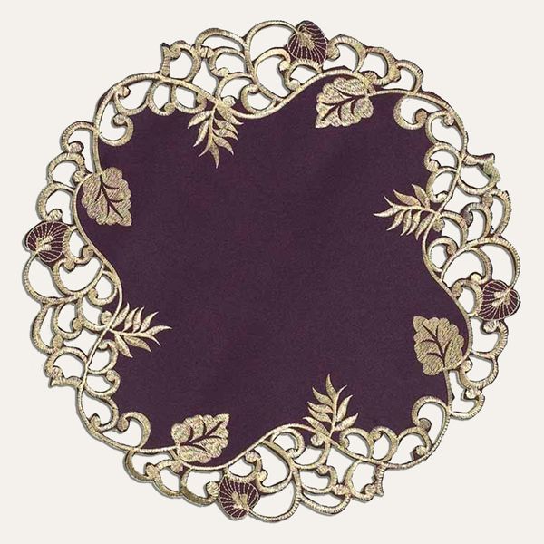 Elegant Table Decor Doilies - Plum Gold - Tarantino / Set of 8