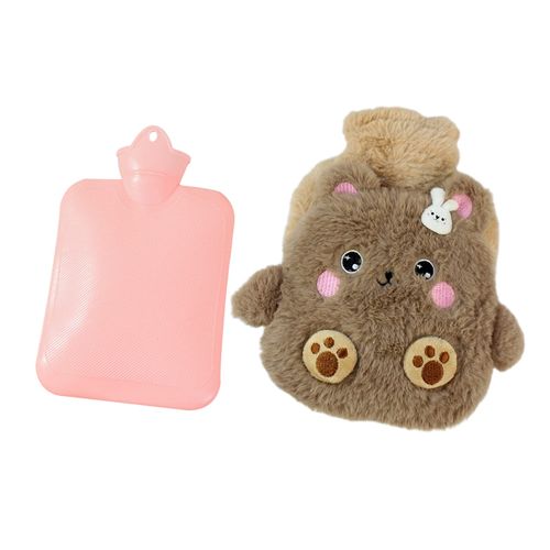 YYAOGAGNG 400mL Hot Water Bottle with Fluffy Cover, 2-in-1 Water Bag for Cold & Hot Compress for Sleeping and Feet Warmer - Bed Warmer & Comfortable Feeling
