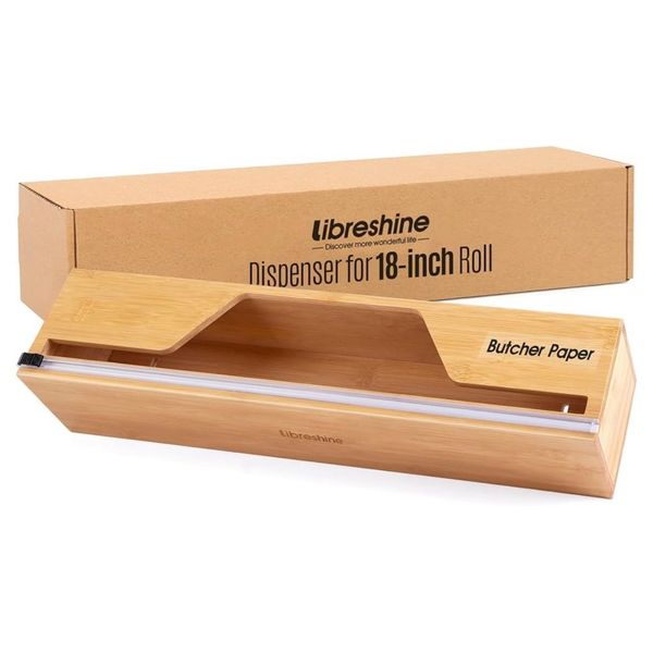 Libreshine Butcher Paper Dispenser with Cutter Holder 18 Inch Bamboo XL Costco