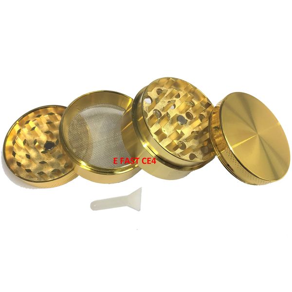 E FAST CE4 Herb Grinder 4 Parts 40mm or 4 Parts 50mm Upgraded Zinc Alloy Grinder with Chamber and Pollen Catcher Premium Grinder with Magnetic Top for Dry Herb (4 Part 40mm Gold)