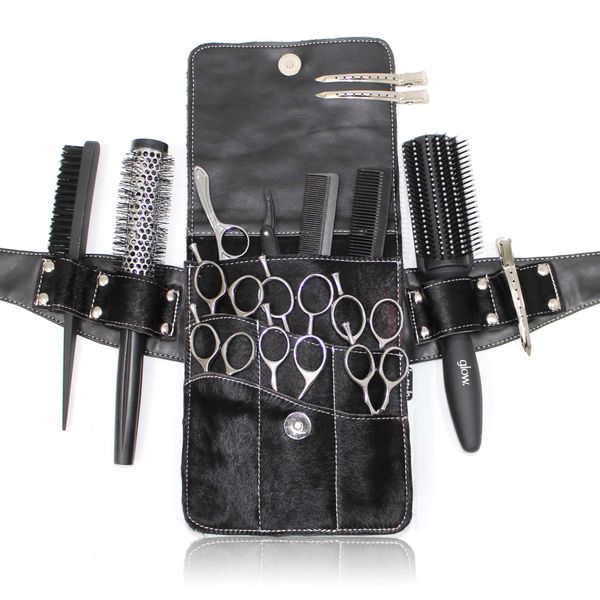 Kassaki Genuine Cowhide Leather Look Hairdressing Scissor Pouch Holster Bag