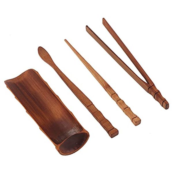 4Pcs Natural Bamboo Tea Set Chinese Classic Tea Service Tool Matcha Tea Whisk Tea Ceremony Accessories Kongfu Tea Set Accessories Tools