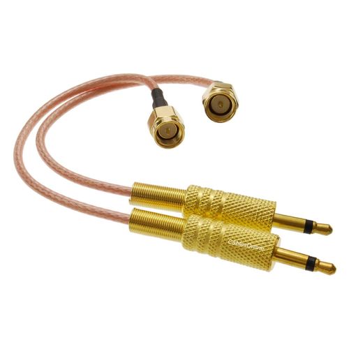 CablesOnline, 2-Pack 6-inches SMA Male to 3.5mm (1/8") TS Male 50-Ohm RG316 Coaxial Low Loss Jumper RF Cables, RF-M3100-2