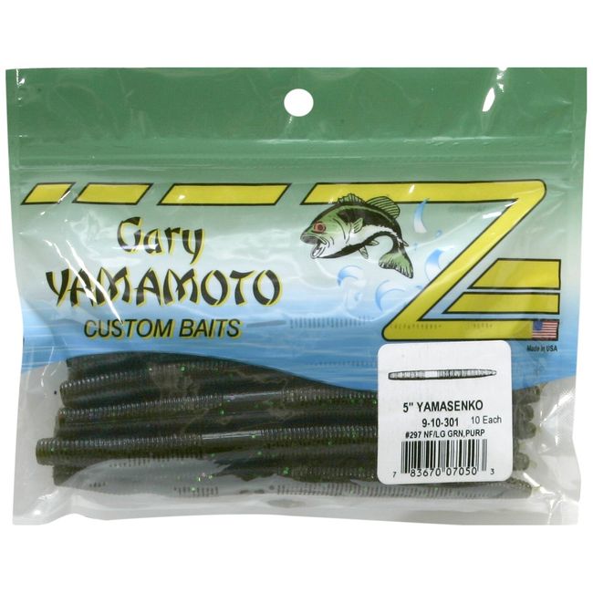 Yamamoto 9-10-301 Senko, 5-Inch, 10-Pack, Green Pum-Packin W/Lg Green & Pur