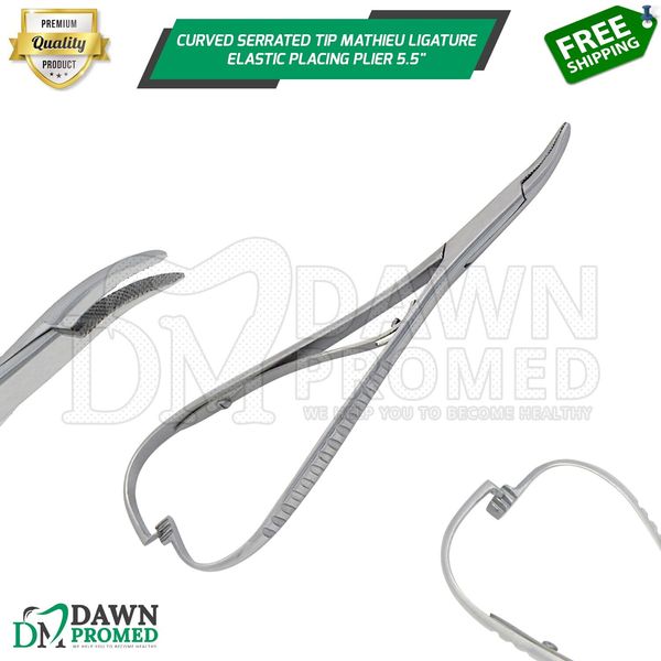 Curved Serrated Tip Mathieu Ligature Elastic Placing Plier 5.5" Orthodontic