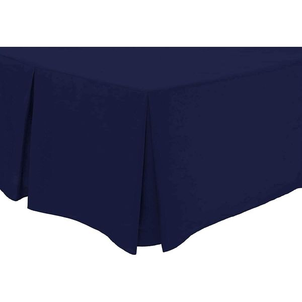 Plain Dyed Platform Base Valance Sheet Box Plated Sheet (Navy, King)