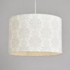 Litecraft Light Shade 30 cm Damask Print Easy Fit Ceiling Lampshade - Grey