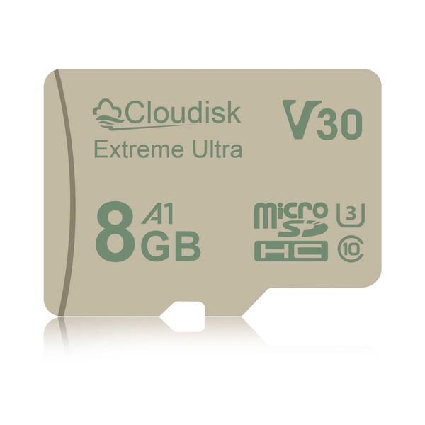 Cloudisk Micro SD Card 8GB U3 V30 Extreme Ultra MicroSDHC C10 A1 UHS-I for Camera, DVR, Tablet PC and Cell Phone (8GB U3)