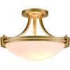 Modern Brass Semi Flush Mount Ceiling Light 3-Light Mid Century Gold Flush Mount