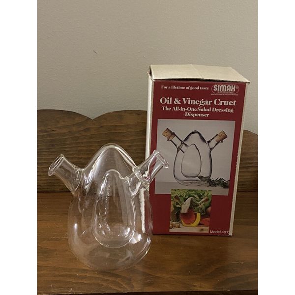 Vintage Simax Glass Oil & Vinegar cruet All in One Dressing Dispenser NEW IN BOX