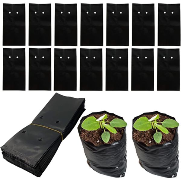 100Pack Plant Grow Bags Thicken Pe Seedling Fruit Tree Cup Bonsai Planting