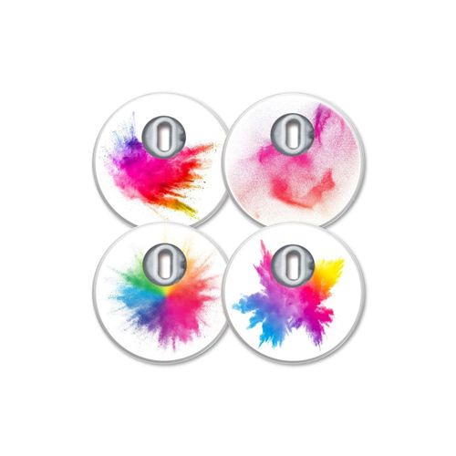 MySweetStitch Freestyle Libre 3 Sensor Stickers, Set of 4, Holi Festival with Ventilation Hole, Made in Germany