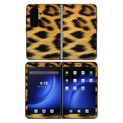 MightySkins Carbon Fiber Skin Compatible with Microsoft Surface Duo 2 - Cheetah | Protective, Durable, and Unique Vinyl Decal wrap Cover | Easy to Apply, Remove, and Change Styles | Made in The USA