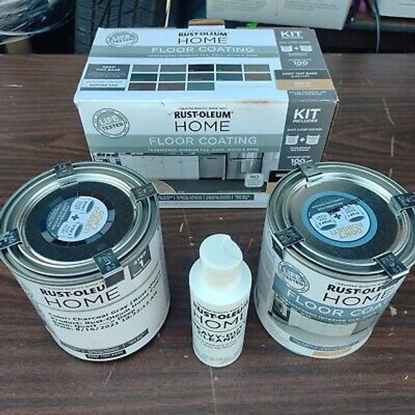 Rust-Oleum Home Floor Coating Kit: Base Charcoal Gray & Top Coat Matte Clear