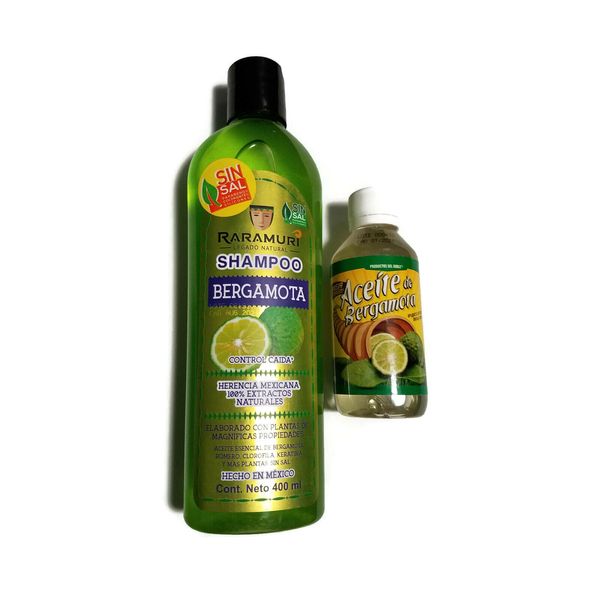 Set de Shampoo and aceite de Bergamot Tratamiento, Raramuri y Roble de Bergamota