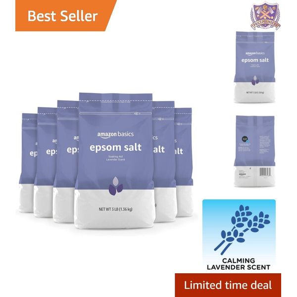 6-Pack Lavender Scented Epsom Salt Soaking Aid, 3 Pounds Each for Relaxation