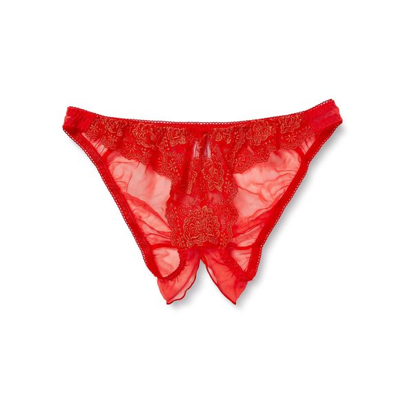 La Paume 322031 Bikini Panties, Open, Full Back Panties, 20 Half Fabric, Invisibility Lace, Red, red