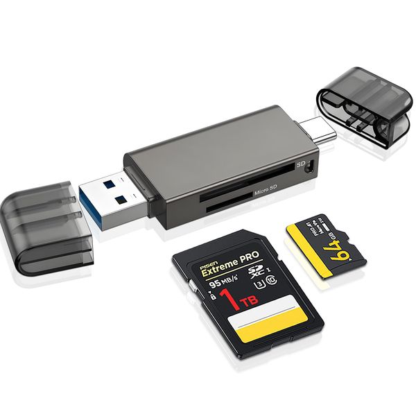 SD Card Reader, 3.0 Micro SD Card Reader & USB C Card Reader OTG SD Adapter Memory Card Reader for SD/Micro SD/SDHC/SDXC/MMC, Compatible with MacBook Pro/Air, Chromebook, iPhone 16/15 Plus Pro Max etc