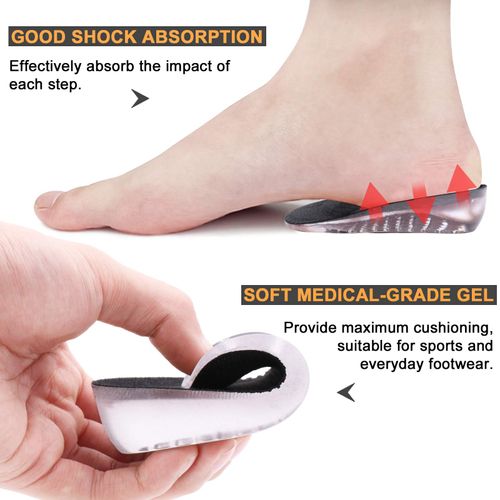 Ailaka Gel Height Increase Insoles, Invisible shoe lifts Inserts, Elastic Shock Absorption Heel Cushion Pads 3 Heights for Men & Women
