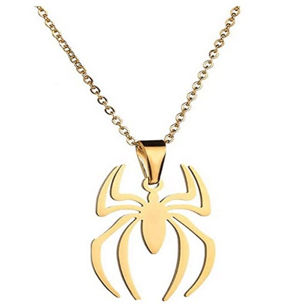 tenghong2021 Spider Pendant Necklace Stainless Steel Lightweight Spiderman Charm Jewelry for Kids Womens Boys Girls-Golden