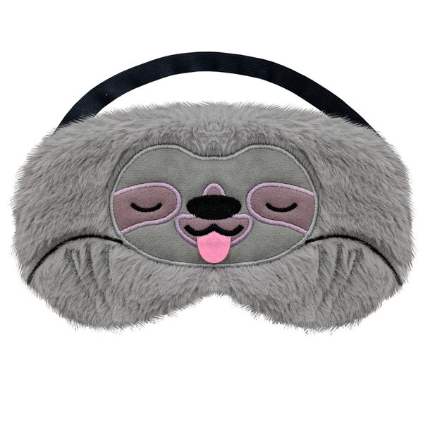 Cute Sloth Eye Mask for Sleeping, Ynaice Cartoon Animal Soft Fluffy Plush Blindfold Plush Sleep Mask Funny Blackout Novelty Eye Shade Cover for Girls Boys Women Men, Night Nap Travel,Grey