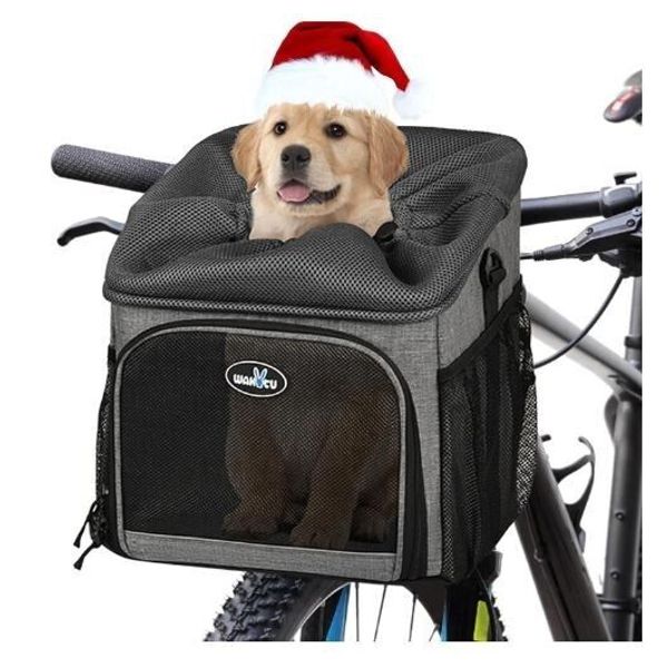 Dog Bike Basket Carrier Pet Bicycle Front Carrier Backpack for Small Cat and Dog