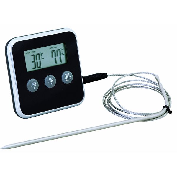 Eddingtons Digital Timer with Meat Thermometer, Black