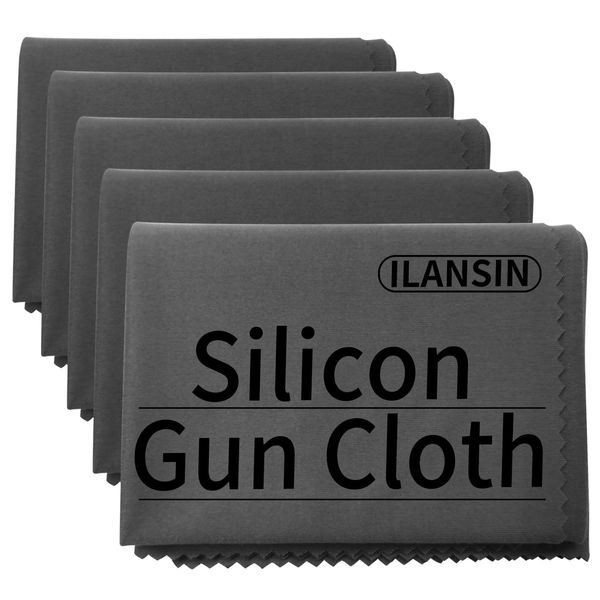 ILANSIN Silicon Gun Cloth 5 Pack 12'' ×12'' Gun Cleaning Cloths Lint Free - Gun Cleaning Wipes with Silicon Gray Gun Cleaning Rags for Gun Cleaning/Polishing Silicon Rags/Rust Wipes