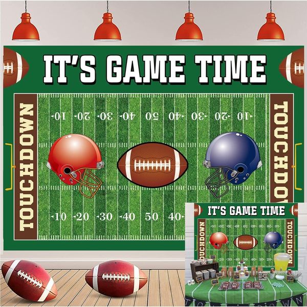 Football Backdrop It's Game Time Party Backdground Football Birthday Banner Touchdown Football Party Decorations Boy Birthday Party Backdrop 7x5FT