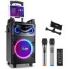 Moukey Portable Party Speaker Bluetooth Singing Machine With 2Pcs Wireless Mics