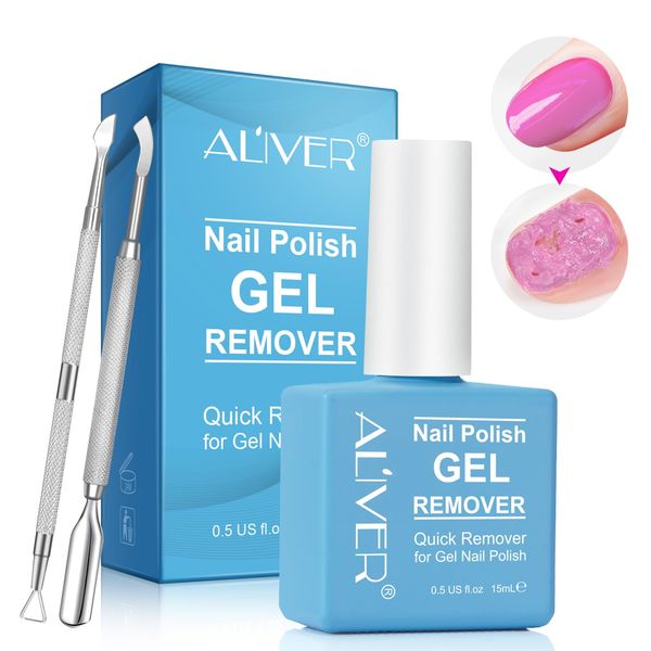 Nail gel, Gel Nail Polish Remover, Gel Nail Remove With Cuticle Pusher, Gel Nail Polish, Gel Nail Polish Remover 0.5 Fl Oz,Professional Gel Polish Remover for Nails