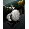 Quartz Pocket Watch for Men with Black Dial and Chain (Silver)