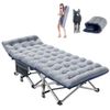H&ZT Folding Camping Cot Classic Grey Quality Lightweight Heavy Duty Cot