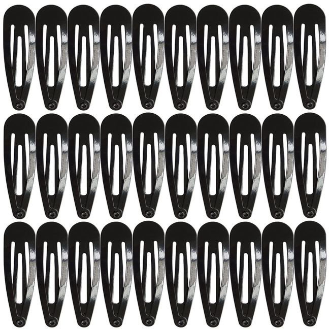 Jeffan 50 Pcs Snap Hair Clips 2 Inch Metal No Clips Barrettes Girls' Hair Accessories for Girls Women（black）