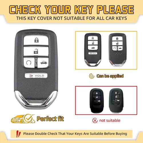 FT FUNTOR Car Key Cover for Honda, 6 Buttons Remote Key Fob Cover Compatible with Honda Accord Civic Odyssey CRV Pilot (Blue)
