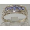 925 Solid Sterling Silver Genuine Natural Tanzanite Band Ring - Size J 1/2