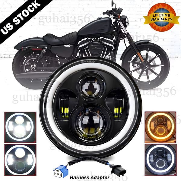 7" inch LED Headlight DRL Angel Eyes for Harley-Davidso