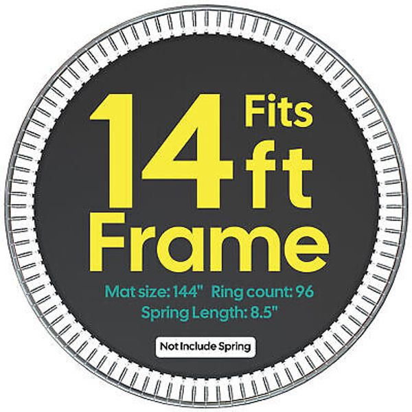 Trampoline Jumping Mat Replacement,Fits 14 ft Frame with 96 v-rings 8 Row Stitch