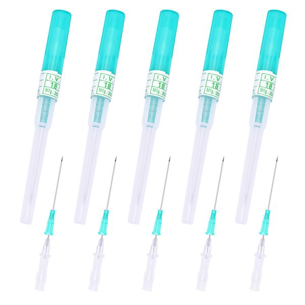 NIUSIMAN Catheter Piercing Needle,6 Pieces 18G(1.0mm) Piercing Needles Piercing Green IV Catheter Needles Hollow Needles for Ear Nose Lip Cartilage Piercing Needles