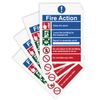 Ancable 4Pcs Fire Action Notice Vinyl Signs - Fire Evacuation Signs