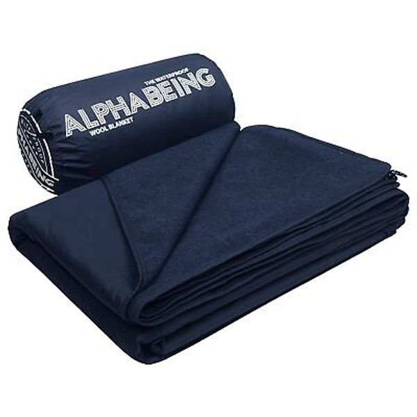 Waterproof Outdoor Blanket with Merino Wool, Extra Thick Warm, Windproof, Pac...