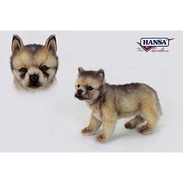 Wolf Cub Standing Plush Soft Toy by Hansa. 25cmL. 6727